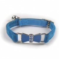 Blue Bow Velvet Cat Collar
